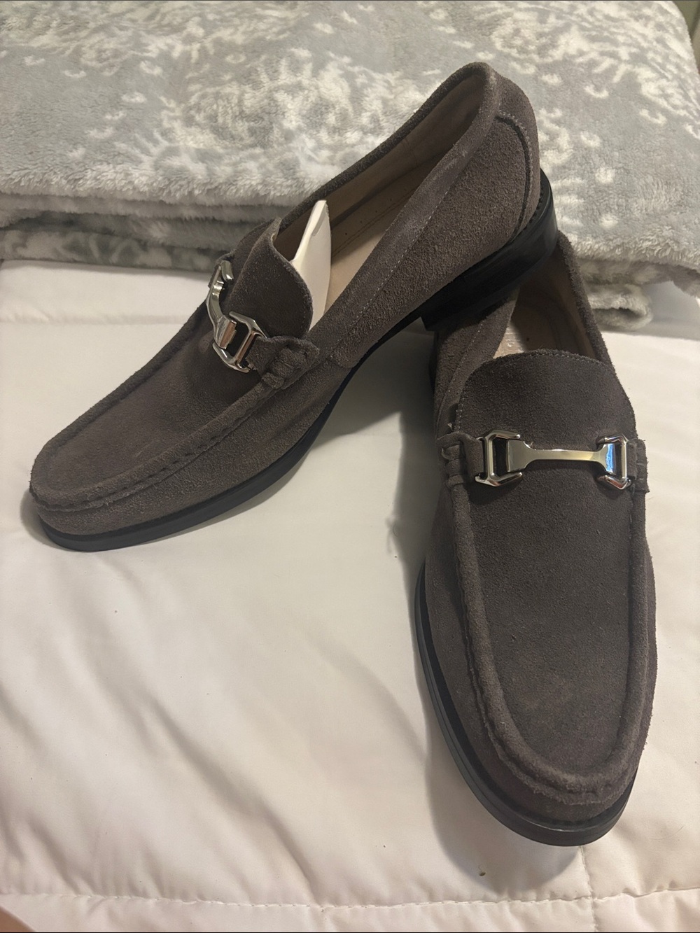 Stacy Adams Gray Suede Bit Loafers